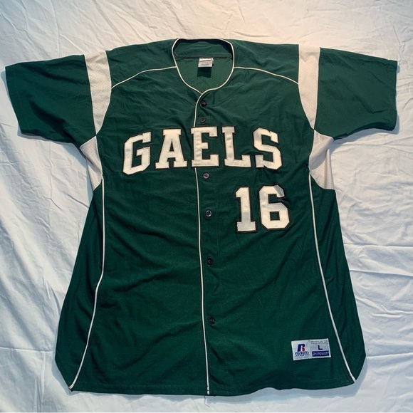 💚 Vintage 90s Gaels Russell Athletic Green Jersey with White Trim #16 Size Large - Picture 2 of 8